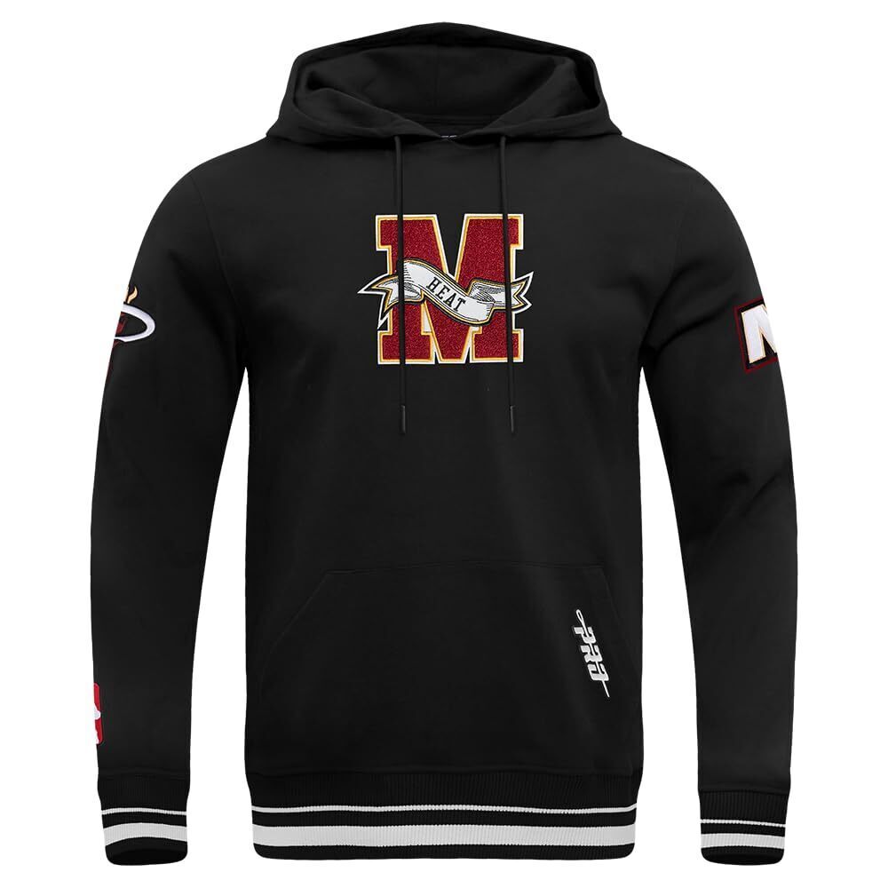Pro Standard Mens NBA Miami Heat Team Pennants Pull Over Hoodie Black Xl